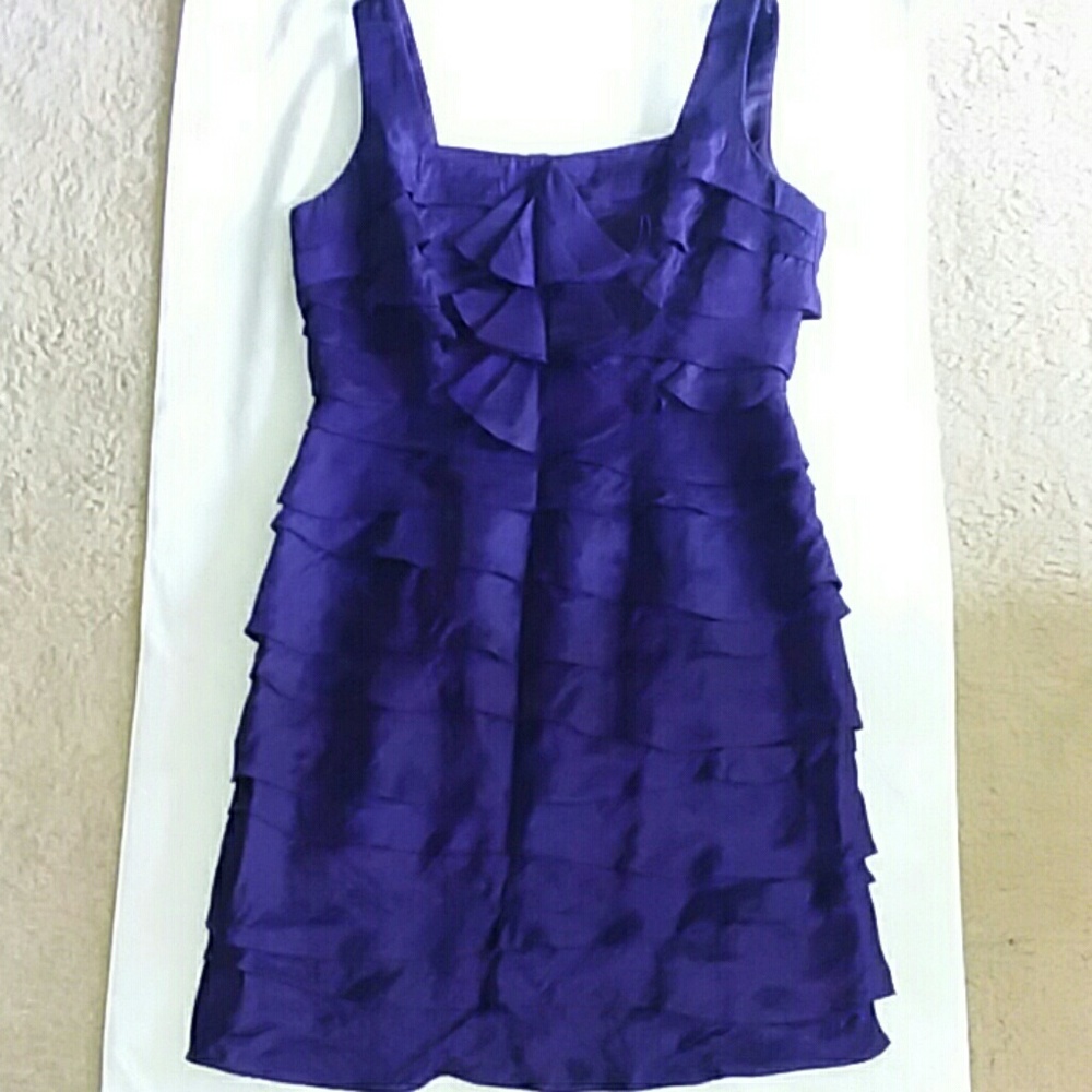 London Times Royal Purple Ruffled Dress